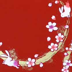 【日本製】和風 2段 お弁当箱・箸＆ベルト付き(桜&うさぎ･赤)はデザインがとってもオシャレ♪