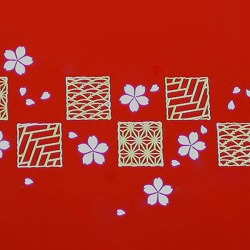 【日本製】和風 2段 お弁当箱・箸&ベルト付き(桜&市松・赤)はデザインがとってもオシャレ♪